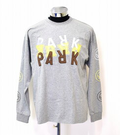 【新品】THE PARK SHOP （ザ パークショップ）RANDOM PARK L/S TEE　LOGO ロゴ ランダム パーク 長袖Tシャツ ロンTee クルーネック プリント ADULT M GREY　アメカジ ストリート キッズ 公園