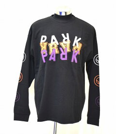 【新品】THE PARK SHOP （ザ パークショップ）RANDOM PARK L/S TEE　LOGO ロゴ ランダム パーク 長袖Tシャツ ロンTee クルーネック プリント ADULT L BLACK　アメカジ ストリート キッズ 公園