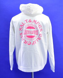 【新品】 SALT&MUGS（ソルト アンド マグズ）Circle Logo Hoodie サークル ロゴ プリント フーディー PULLOVER プルオーバーパーカー PARKA SWEAT スウェット トレーナー L/S 長袖 WHITE M おしゃれ ストリート カジュアル キャンプ SALT AND MUGS ソルト&マグズ SURFサーフ