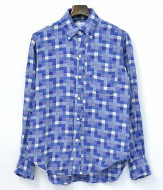 【新品】 Hombre Nino （オンブレニーニョ） B.D SHIRT チェックボタンダウンシャツ M BLUE 長袖