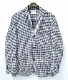 【中古】 BONCOURA (ボンクラ) 3B JACKET 　ギンガムチェック　3Bテーラード　ジャケット 38 GINGHAM NAVY ワーク WORK ミリタリー