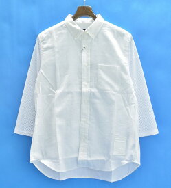 【新品】 PHENOMENON （フェノメノン） MESH SLEEVE OX SHIRT メッシュスリーブオックスフォードシャツ S WHITE