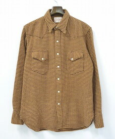 【中古】BONCOURA (ボンクラ) FLANNEL WESTERN SHIRTS フランネルウエスタンシャツ CAMEL/BROWN 38 ネルシャツ 長袖 千鳥格子 ハウンドトゥース チェック