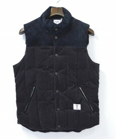 【中古】BEDWIN & THE HEARTBREAKERS (ベドウィン&ザ・ハートブレイカーズ) DOWN VEST "FRIPP" ダウンベスト BLACK 2 ブラック スエード コーデュロイ