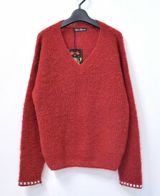 【中古】HYSTERIC GLAMOUR WOMENS (ヒステリックグラマー ウイメンズ) モヘアスタッズ プルオーバー 15AW PINK FREE ピンク ニット セーター MOHAIR STUDS PULLOVER KNIT SWEATER V-NECK Vネック ウーマンズ LADYS レディース