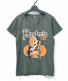 【中古】 HYSTERIC GLAMOUR WOMENS (ヒステリックグラマー ウイメンズ ウーマンズ) CLOVER WOMAN pt T-SH プリントTシャツ 15AW GREEN FREE グリーン フリー クローバー T-SHIRTS TEE GIRL ガール LADY'S レディース LOGO ロゴ