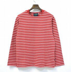 【中古】 ERMANO (エルマノ) Boat Neck Striped Shirt With Gasset ガゼット付きボートネックストライプシャツ M RED×WHITE ボーダー バスクシャツ ロンT カットソー Tシャツ ネペンテス