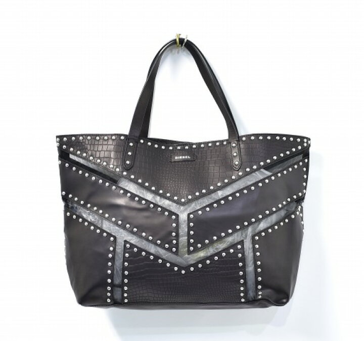 楽天市場】【中古】 DIESEL (ディーゼル) Panelled Studded Tote 