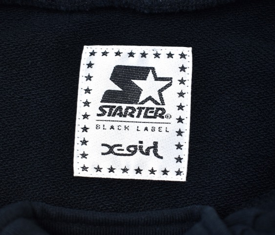 【中古】 X-girl×Starter Black Label (エックスガール×スターターブラックレーベル) SWEAT PULLOVER  スウェットプルオーバー 2 BLACK 16AW 05164220 パーカー ロゴ 刺繍 ハーフジップ | used select shop Greed