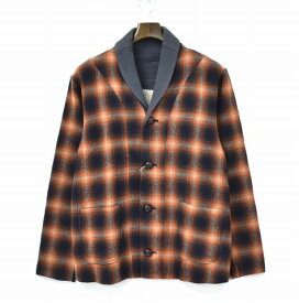 【新品】 ink （インク） オンブレチェック ショールカラー カーディガン OMBRE CHECK CARDIGAN RED M