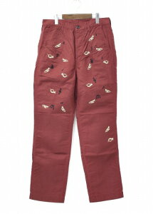 �y�V�i�z Nothing Special �i�i�b�V���O�X�y�V�����j Music Embroid Pants �~���[�W�b�N�G���u���C�h�p���c WINE RED M �h�J ���� �y�� ���y�@�C�[�W�[ �����b�N�X