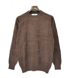 【新品】 HABANOS (ハバノス) CAMO CREW KNIT カモクルーニット S BROWN A17-KT01 CREW NECK クルーネック セーター カモフラージュ 迷彩 コットンニット HBNS　ジャガード