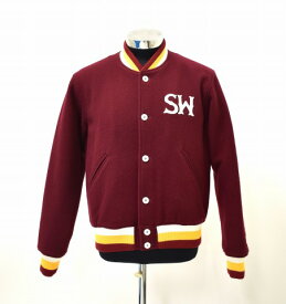 【中古】SWAGGER BLACK PLATINUM (スワッガー ブラックプラチナム) MELTON VARSITY JACKET メルトンバーシティジャケット スタジャン スタジアムジャケット WINE M ジャンパー ブルゾン