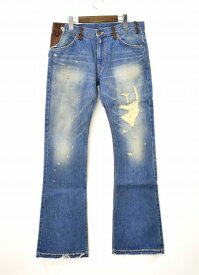 【新品】 UTAKI (ウタキ) RE-MAKE FLARE DENIM PANTS INDIGO/BROWN リメイクフレアデニムパンツ M　ジーパン　JEANS ジーンズ ボトム レザー