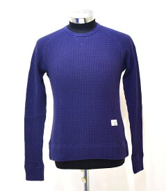 【中古】 BEDWIN & THE HEARTBREAKERS (ベドウィン&ザ・ハートブレイカーズ) L/S Big Thermal Sweat "SCHARF" 長袖 ビッグサーマル スウェット カットソー NAVY 1 COTTON MADE IN JAPAN インナー スレーナー スエット