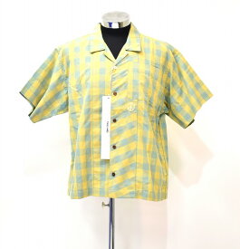 【新品】STORY mfg. （ストーリーエムエフジー） GREETINGS SHIRT S/S 半袖 グリーティングシャツ ギンガム チェック オープンカラー ELDERFLOWER FAT GINGHAM エルダー フラワー ファット M MADE IN INDIA 開襟