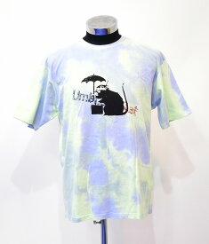 【新品】BRANDALISED （ブランダライズド） BANKSY バンクシー UMBRELLARAT TIE-DYE CREW NECK S/S Tee アンブレララビット タイダイ クルーネック Tシャツ 半袖 921056 SAX T-SHIRT COTTON コラボ 別注 アート　XL