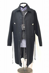 �y�V�i�z SEVESKIG (�Z���V�O) Gobelin convertible collar coat �R�u���� �R���o�[�e�B�u���J���[ �R�[�g �X�e���J���[ �l�C�e�B�u �R���`�� �~���^���[ �A�[�~�[ ���C���[�h BLACK LARGE L JK-SV-NSA-1005 MADE IN 