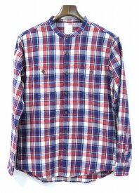 【新品】 Mr.GENTLEMAN （ミスタージェントルマン） STAND COLLAR SHIRT スタンドカラーシャツ FLANNEL CHECK SHIRTS フランネルチェックシャツ MGI-SH02 長袖シャツ 　RED CHECK M　MADE IN JAPAN　ノーカラー　MISTERGENTLEMAN