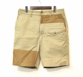 【中古】 Engineered Garments (エンジニアードガーメンツ) Ghurka Short Cotton Ripstop Corduroy グルカショーツ リップストップ コーデュロイ 切替 パッチワーク Beige S Short Pants ショートパンツ Half ハーフ アメトラ トラッド Military ミリタリー ワーク Work 定番