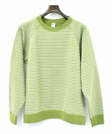 【新品】 mayo SPRUCE （メイヨースプルース） FUZZY BORDER SWEAT ファジーボーダースウェット ラグラン スエット GREEN/WHITE L