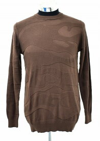 【新品】 HABANOS (ハバノス) CAMO CREW KNIT カモクルーニット M BROWN A17-KT01 CREW NECK クルーネック セーター カモフラージュ 迷彩 コットンニット HBNS　ジャガード