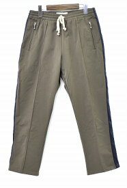 【新品】 Azuma.（アズマ）Jersey Trousers ジャージトラウザーズ トラックパンツ イージーパンツ 側章 サイドラインパンツ KHAKI 0　イージー