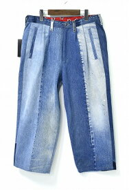 【新品】SEVESKIG (セヴシグ) VINTAGE UPSYCLE PANTS ヴィンテージ アップサイクル パンツ デニムパンツ JEANS ジーンズ リメイク 再構築 INDIGO MEDIUM MADE IN JAPAN　ハンパ丈 分丈