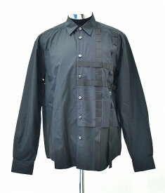 【新品】 PORTVEL (ポートヴェル) PERFORATIONS SHIRT パーフォレーション長袖シャツ デザインシャツ BLACK 3 MADE IN JAPAN　NULABEL（ニューレーベル）