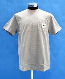 【新品】 HABANOS （ハバノス）HBNS POCKET S/S TEE　ポケットロゴTシャツ マーク 半袖 クルーネックT-SHIRT GRAY XL MADE IN JAPAN　ワッペン