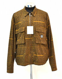 【中古】 F-LAGSTUF-F (フラッグスタッフ) "MAZE" F/Z SHIRTS JACKET シャツジャケット スウィングトップブルゾン 総柄 ジップアップ FLAGSTUFF フラグスタッフ フラグスタフ BROWN L