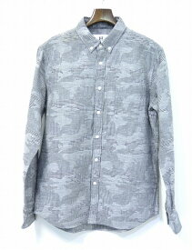 【新品】 HABANOS （ハバノス） GLEN CHECK CAMO GAUZE B.D SHIRTS L/S グレンチェックカモガーゼボタンダウンシャツ M HBNS GRAY-CAMO　長袖シャツ 迷彩 千鳥　MADE IN JAPAN S16-SH03