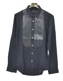 【新品】 CRUCE＆Co. (クルーチェ アンド コー) Tuxedo Shirt (CC14SS-SH3) タキシードシャツ 長袖シャツ レザー L/S BLACK S MADE IN JAPAN　WASHABLE COW LEATHER