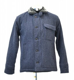 【中古】 BONCOURA (ボンクラ) TWEED DECK JACKET ツイード デッキジャケット ミリタリージャケット ブルゾン 38 NAVY　Blue Tweed アーミー N-1 N1