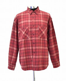 【新品同様】 COOTIE （クーティー）CTE-19A404 Ombre Check Work Shirt オンブレチェックワークシャツ チェックネルシャツ 長袖 RED LARGE MADE IN JAPAN　【中古】