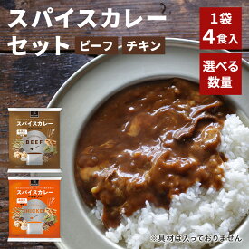 スパイスカレー ビーフ＆チキン 2種セット 2袋/3袋 チキン単品 2袋/6袋/8袋 ビーフ単品 2袋/6袋/8袋 ビーフカレー チキンカレー レトルトカレー インスタントカレー(常温便) 訳あり 【1袋当たり4食入り】