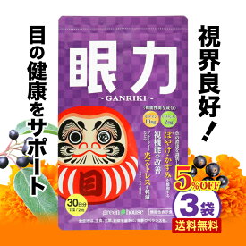 【 5%OFF 送料無料 】 楽天ランキング1位 目 サプリメント 眼力 3袋セット 目のサプリメント サプリ マリーゴールド ルテイン ゼアキサンチン マキベリー ポリフェノール アントシアニン 目の疲れ ドライアイ ブルーライト ぼやけ かすみ 光ストレス PC スマホ