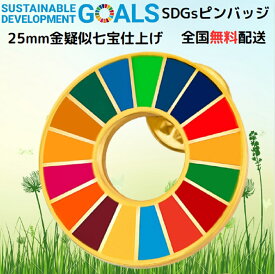 【国連本部公式最新仕様/インボイス制度対応】SDGs バッジ SDGs ピンバッジ ピンバッチ バッチ 25mm (1個) 襟章 帽子にもおしゃれ 金色 疑似七宝 ゴールデン 企業・会社・団体で急速に採用が始まっています 留め具3個付