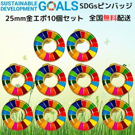 インボイス制度対応【国連本部公式最新仕様】SDGs バッジ 25mm 金色丸み仕上げ【10個】 sdgsバッチ ピンバッジ ピンバッチ SDGs 企業・会社・団体で急速に採用が始まっています 帽子 バッグにも最適 かわいい 留め具30個付き