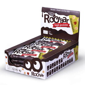 【送料無料】オーガニック チョコレートプロテインバー（ヘーゼルナッツ）40g×16本［ ROOBAR ローバー 有機JAS ヴィーガン ビーガン 菓子 スナック たんぱく質 メール便 送料無料 ］