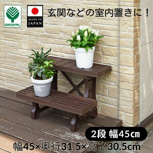 フラワーラック フラワースタンド 2段 幅(45cm)奥行き(32cm)高さ(31cm) プラスチック 多肉植物 棚 花台 園芸ラック ガーデン 鉢植え【フラワースタンド2段450】