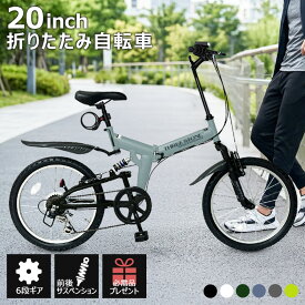 THREE STONE 折りたたみ自転車 折り畳み自転車 20インチ MTB 自転車 シマノ 6段ギア LEDライト ロック錠 メーカー保証 AJ-01N