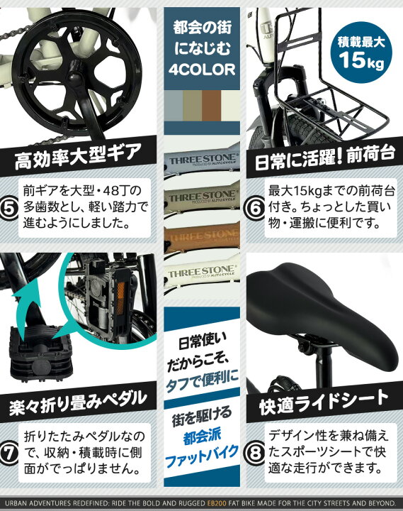 楽天市場】THREE STONE 折りたたみ自転車 20インチ セミファットバイク 