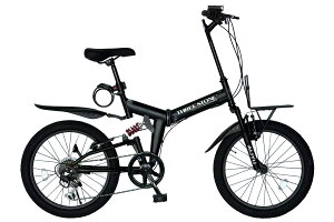 マラソン期間P5倍! THREE STONE 折りたたみ自転車 20インチ セミファットバイク 自転車 シマノ 6段ギア 前後サスペンション フロントキャリア 充電式LEDライト ダイヤルロック錠 マッドガード