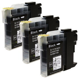 【クーポン利用で店内全品10％OFF】ブラザー用 互換インクカートリッジ LC11BK (BK×3本) 残量表示機能付 ICチップ対応 安心一年保証