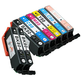 IC6CL80L + ICBK80L (BK×3/C/M/Y/LC/LM) 8本セット 増量タイプ エプソン 互換 とうもろこし ICBK80 ICC80 ICM80 ICY80 ICLC80 ICLM80 残量表示 EP807AR/EP-807AW/EP-808AB/EP-808AR/EP-808AW/EP-907F/EP-977A3/EP-978A3/EP-979A3/EP-982A3/EP-707A/EP-708A/EP-777A/EP-807AB