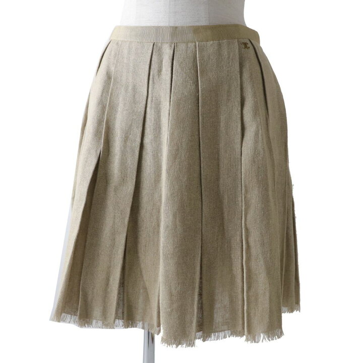 シャネルCHANEL ベージュプリーツスカート 