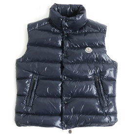 美品□2017年製 MONCLER/モンクレール TIB GILET ロゴワッペン付き WZIP×スナップボタン ダウンベスト/ジレ ネイビー 1 国内正規品 メンズ【中古】