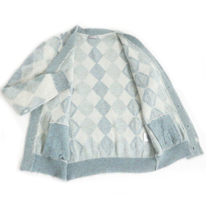 ディオール CDロゴ つっぱしっ モヘヤ ニットカーディガン アーガイル柄 