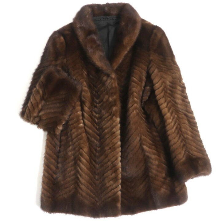 美品▽MINK ミンク 本毛皮コート ブラウン 毛質艶やか・柔らか◎（楽天 